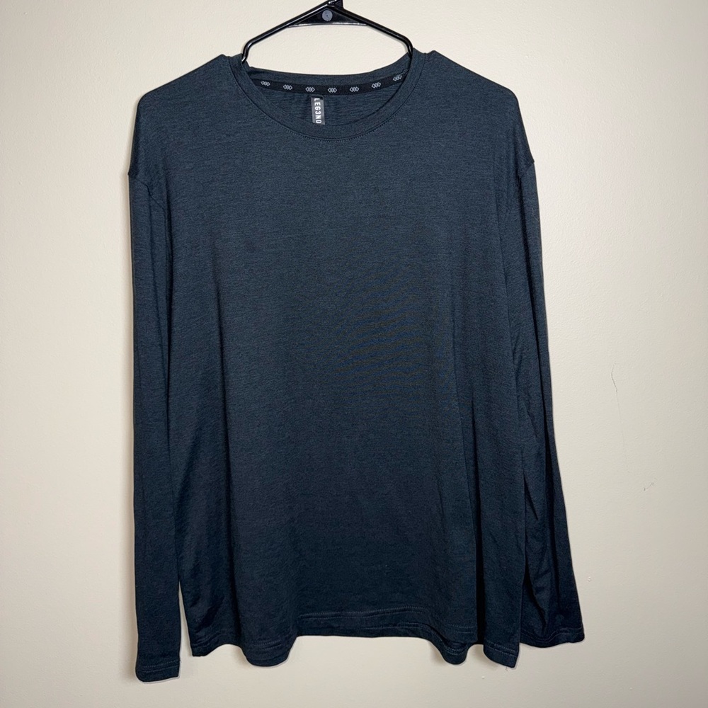 Leg8nd Men's Heathered Navy Long Sleeve Active Shirt Size XL